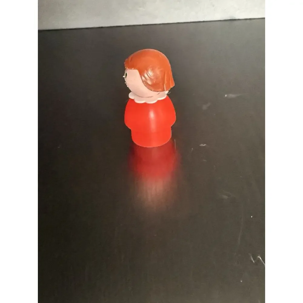 Vintage Fisher Price Little People Plastic Girl Red Body & Brown Hair
